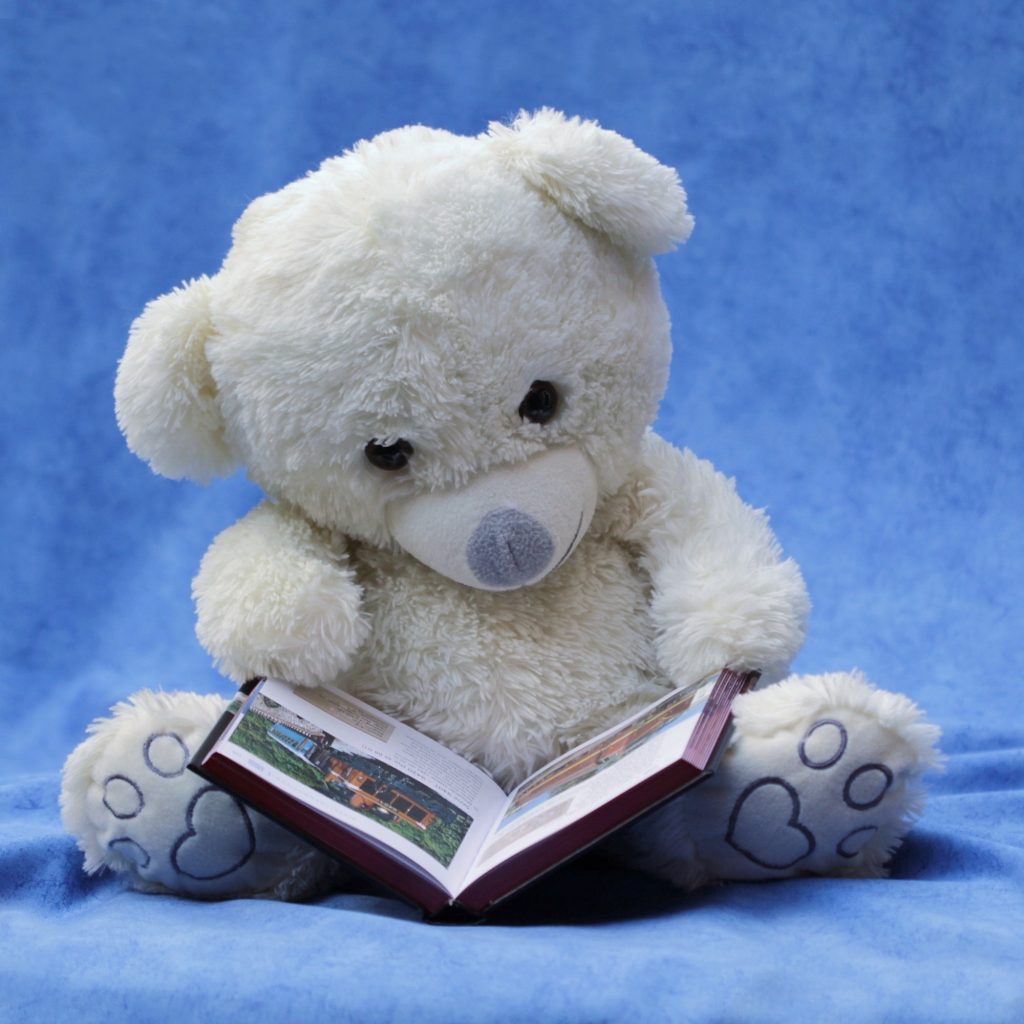 Teddybear reading a look-alike magazine